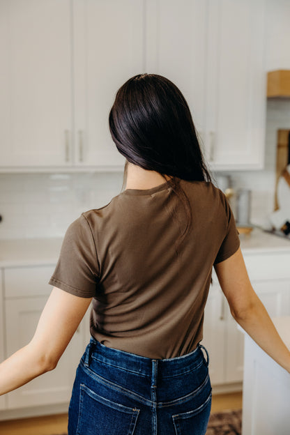 SHORT SLEEVE RIBBED TEE IN LAUREL OAK