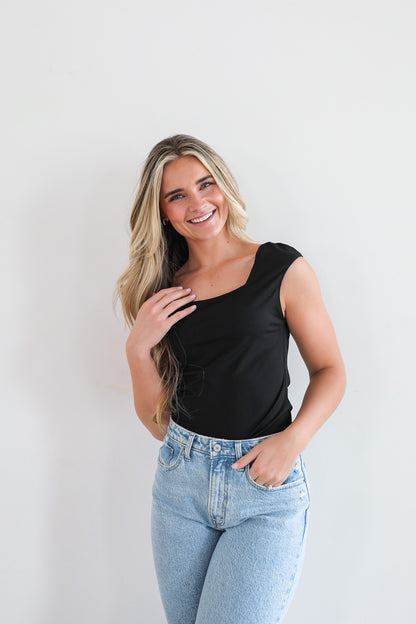 LAYERING BODYSUIT IN BLACK FINAL SALE