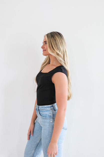 LAYERING BODYSUIT IN BLACK FINAL SALE